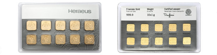 Heraeus MultiCard Goldbarren 10 Gramm